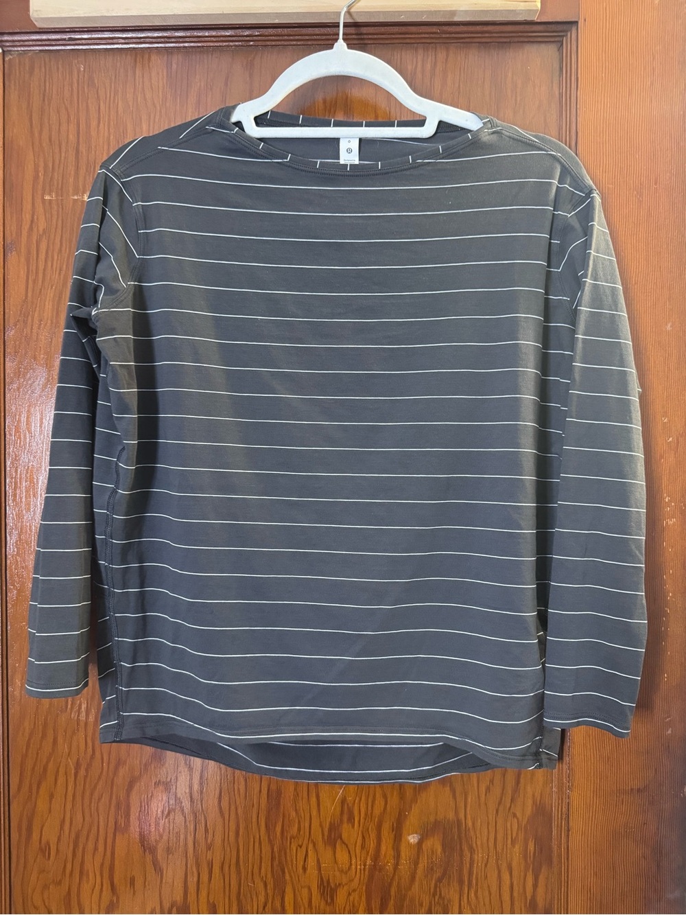 lululemon athletica Women's Long-Sleeve Striped Crew in Charcoal Gray
